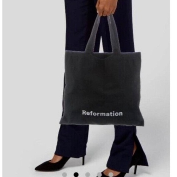 Reformation Canvas Tote Bag Black and White Shopping Bag NWOT - Picture 1 of 7